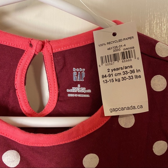 Gap 2T Maroon Polka Dot Dress - Picture 2 of 6